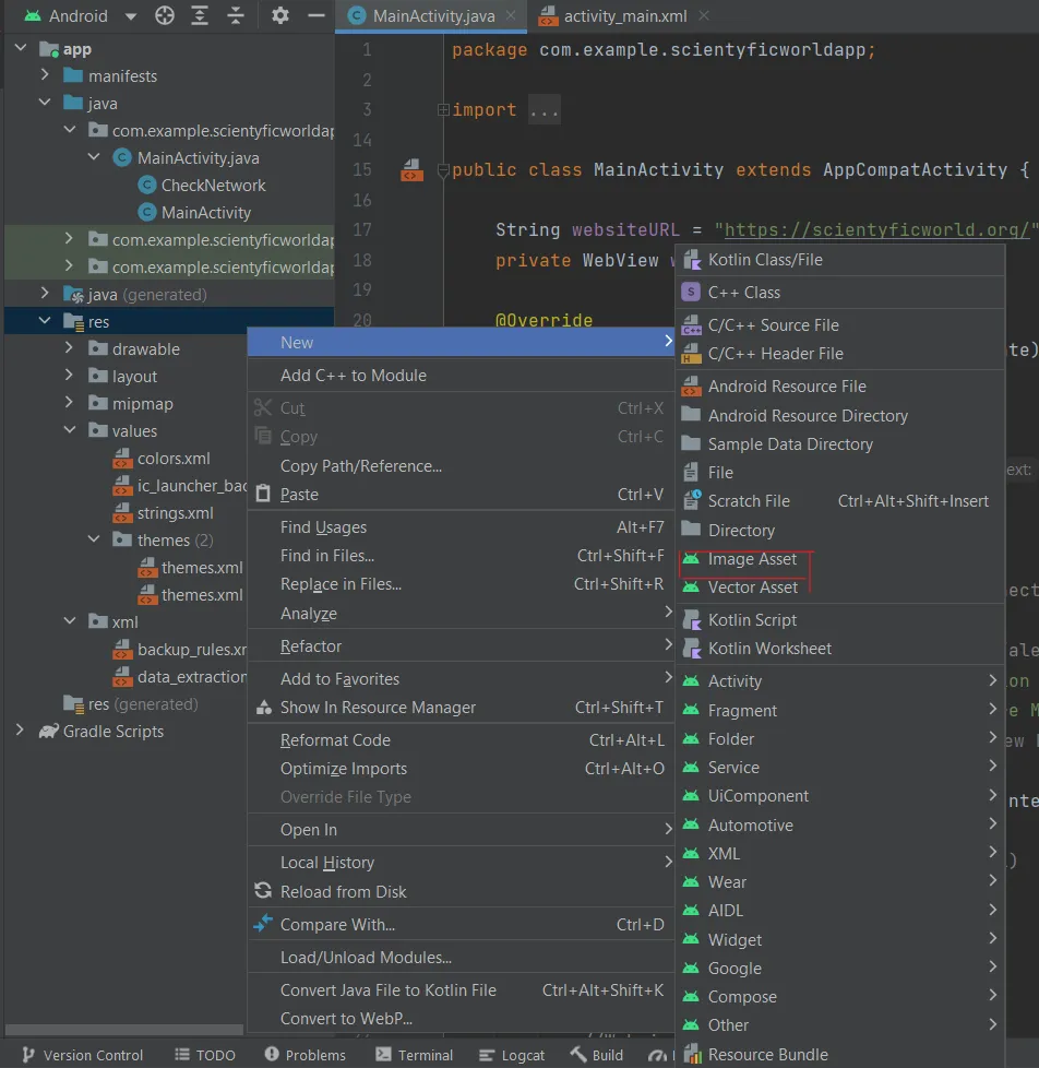 Android Studio Image Assets