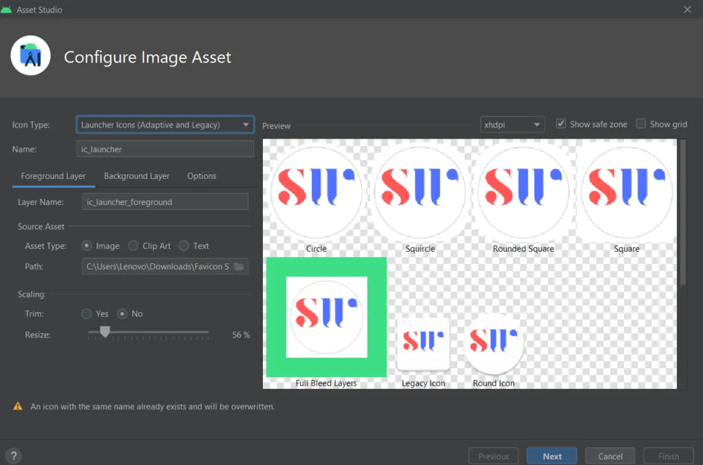 Android Studio Configure Image asset screenshot