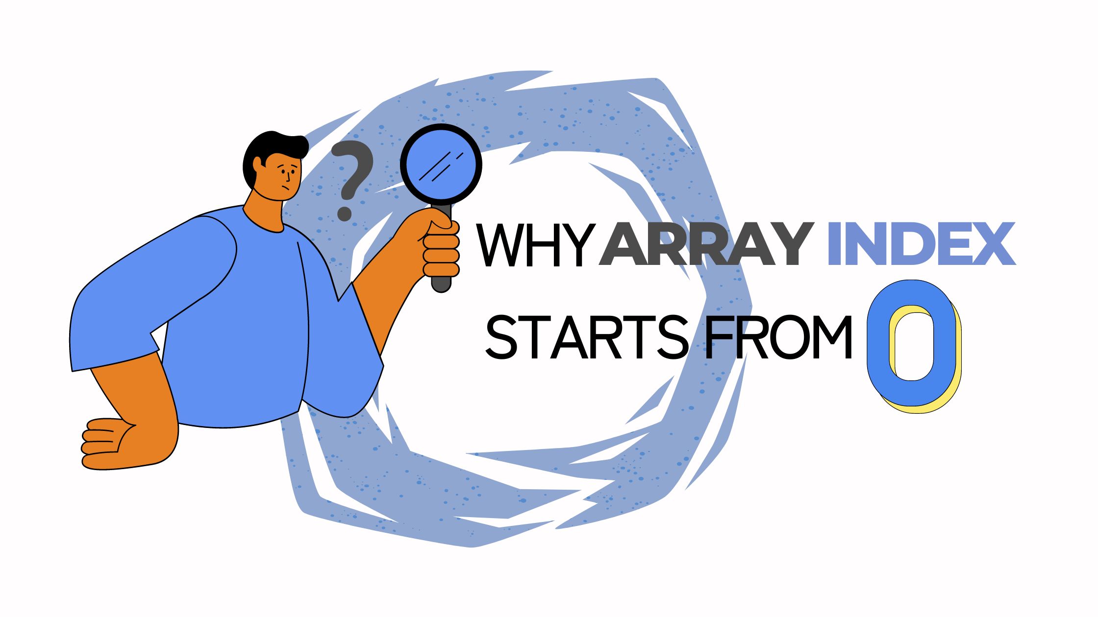 blog banner of array start from zero with a vector image of a person with a