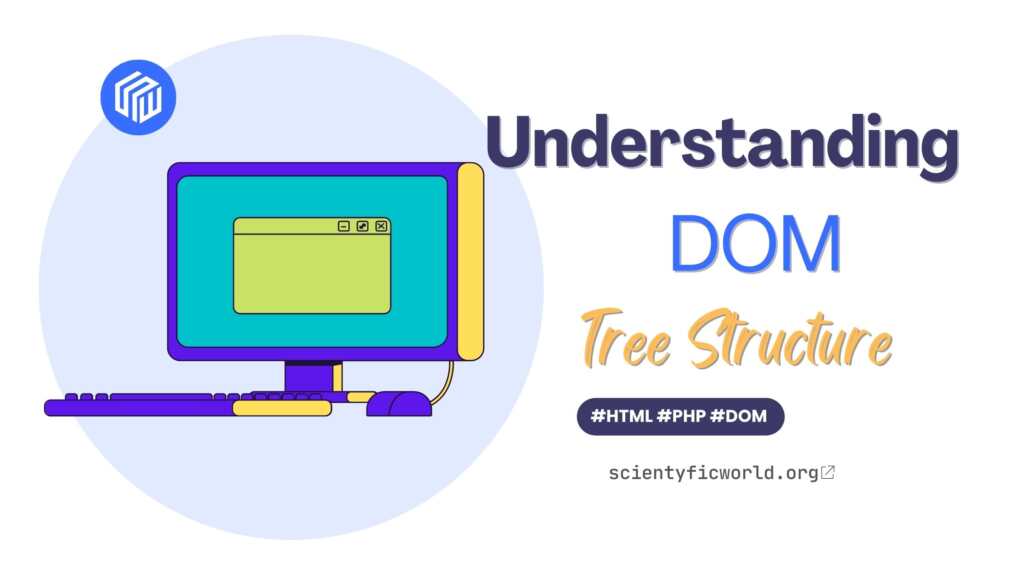 feature image for dom tree structure blog with a vector image of a desktop