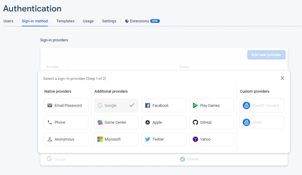 firebase authentication screen