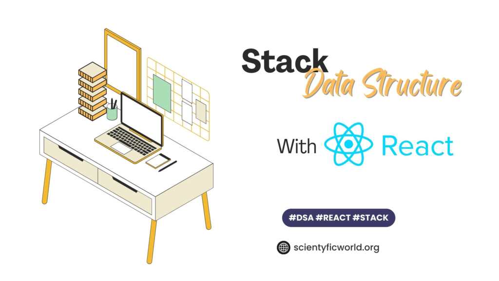 blog banner for the article implementing stack data structure using react js